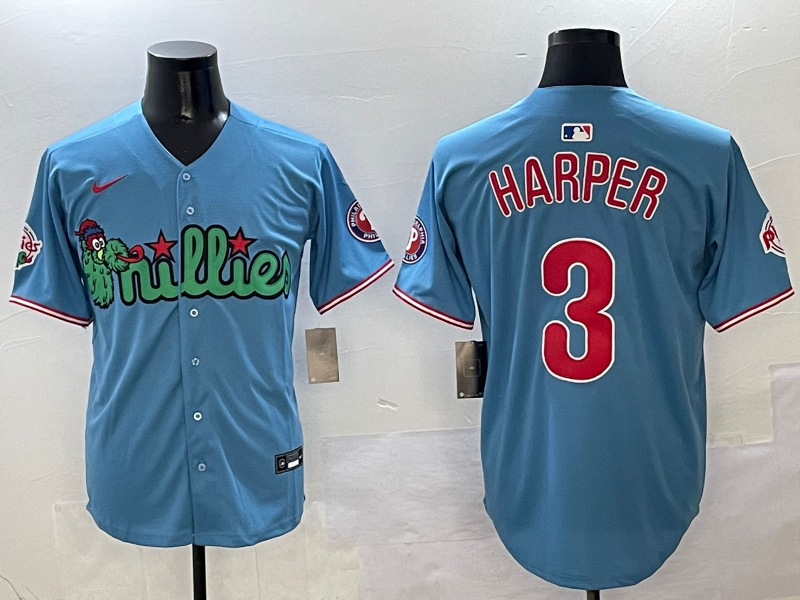 Men's Philadelphia Phillies Bryce Harper Blue Replica Player Jersey