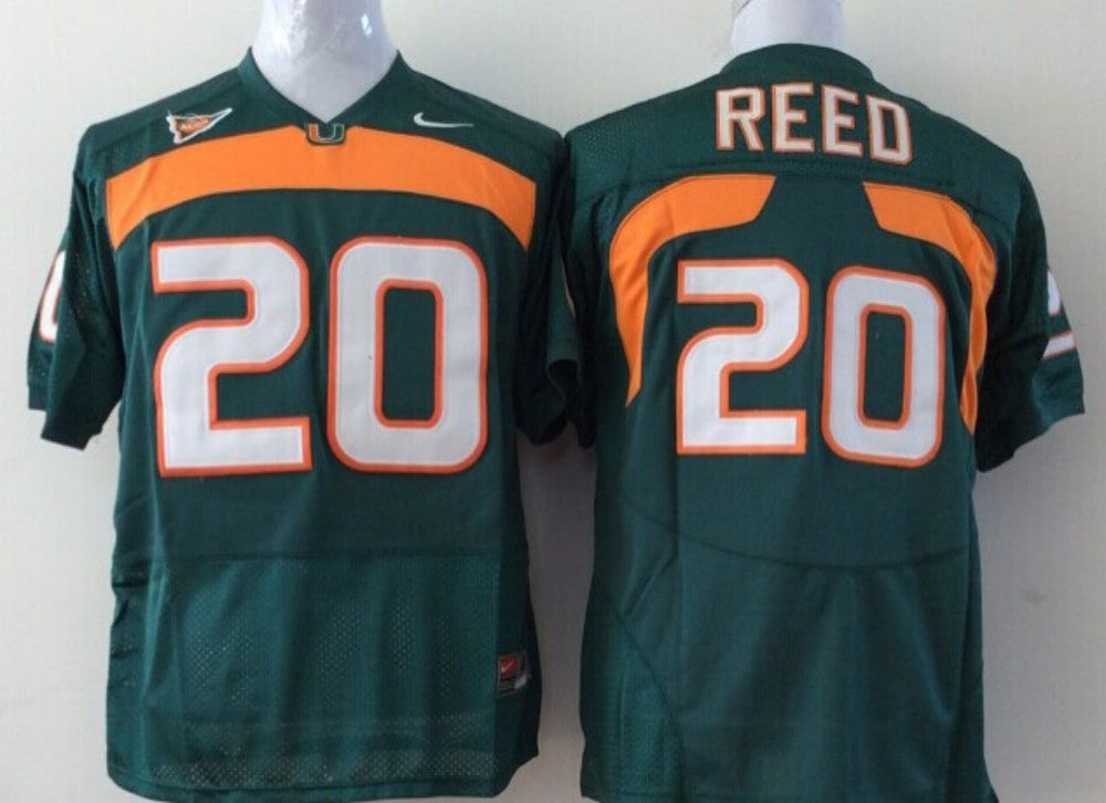 Men's Miami Hurricanes Ed Reed Green Team Football Jersey