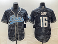 Men's Detroit Lions Jared Goff Grey Camouflage Game Jersey Joint Edition