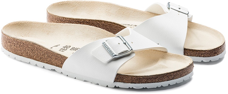 Birkenstock Madrid 40733 Birko-Flor Narrow Fit White Sandals