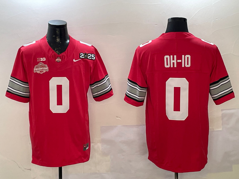 Men's Ohio State Buckeyes Red 2025 CFP Final National Champions Patch F.U.S.E. Jersey