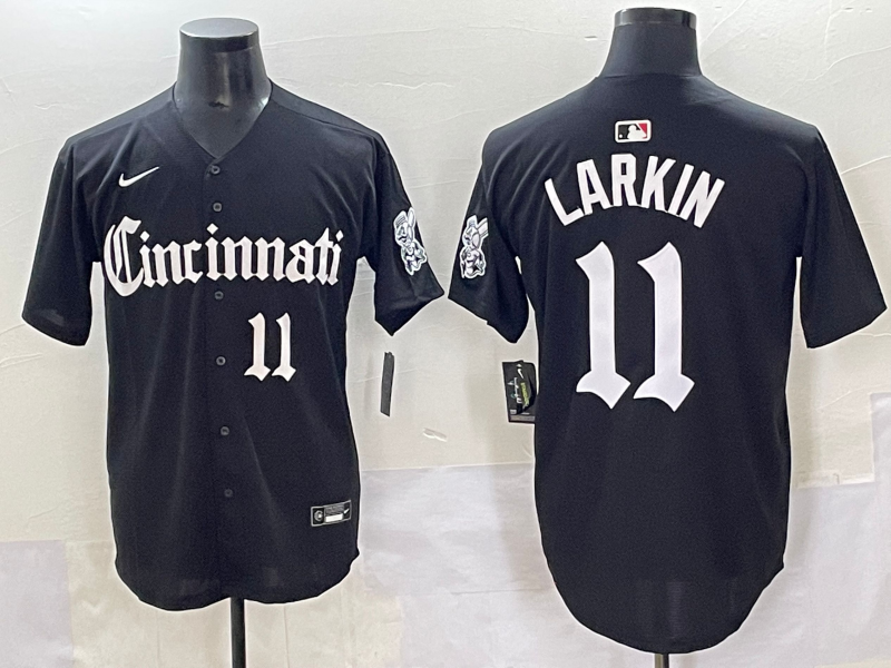 Men's Cincinnati Reds Barry Larkin Black Replica Player Jersey