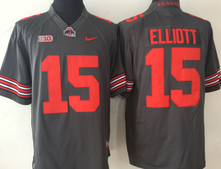 Men's Ohio State Buckeyes Ezekiel Elliott Gray Player Game Jersey