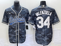 Men's Los Angeles Dodgers Fernando Valenzuela Grey Camouflage Player Jersey Joint Edition