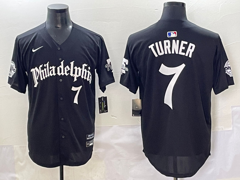 Men's Philadelphia Phillies Trea Turner Black Replica Player Jersey