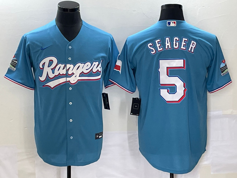 Men's Texas Rangers Corey Seager Blue Replica Player Jersey