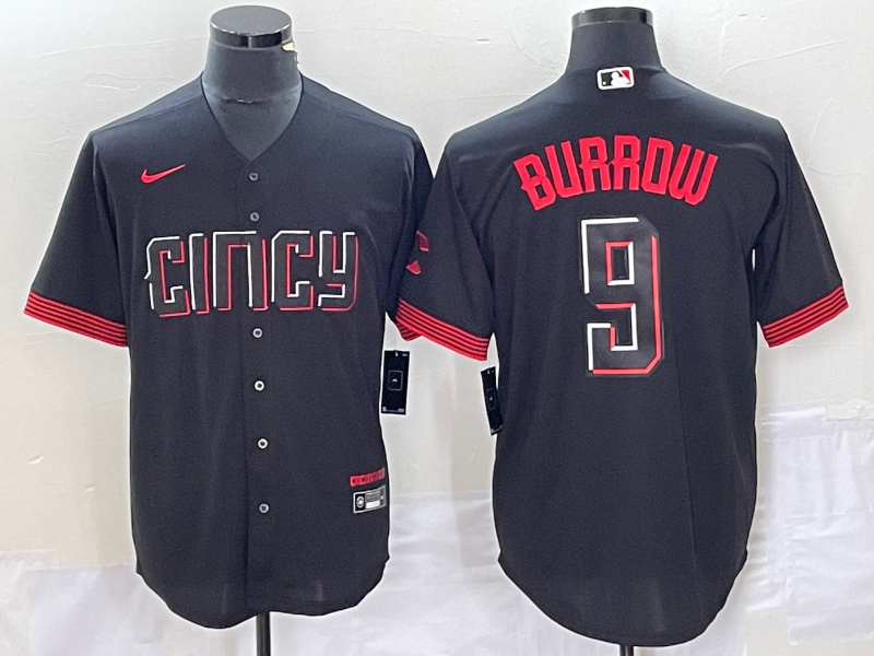 Men's Cincinnati Reds Joe Burrow Black 2023 City Connect Replica Player Jersey