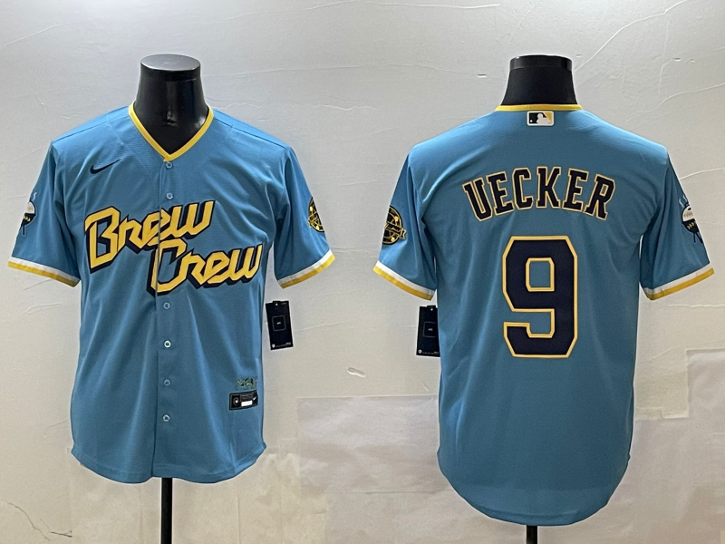 Men's Milwaukee Brewers Bob Uecker Powder Blue City Connect Replica Player Jersey