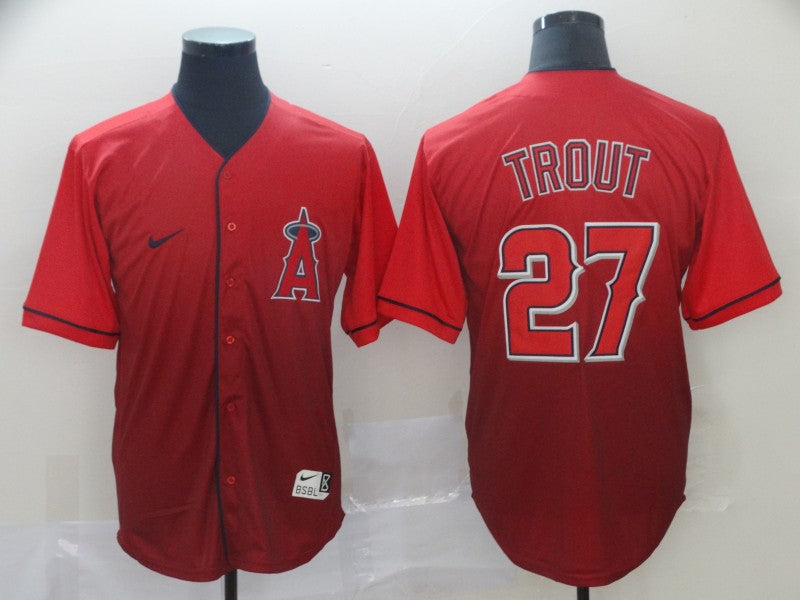 Men's Los Angeles Angels Mike Trout Red Gradient Baseball Jersey