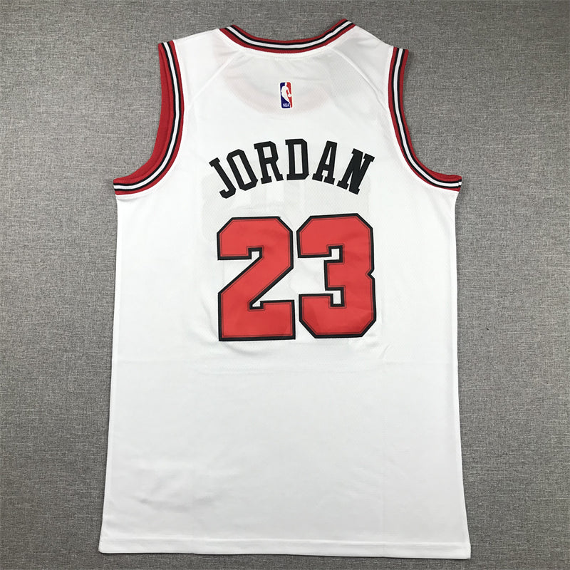 Men's Chicago Bulls Michael Jordan White Fast Break Replica Player Jersey
