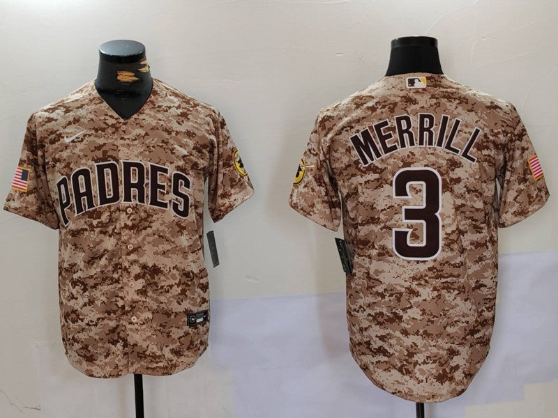 Men's San Diego Padres Jackson Merrill Camo USMC Alternate Replica Player Jersey