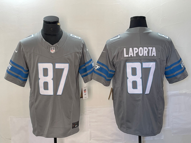 Men's Detroit Lions Sam LaPorta Gray Game Jersey