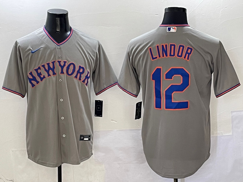 Men's New York Mets Francisco Lindor Gray Replica Player Jersey