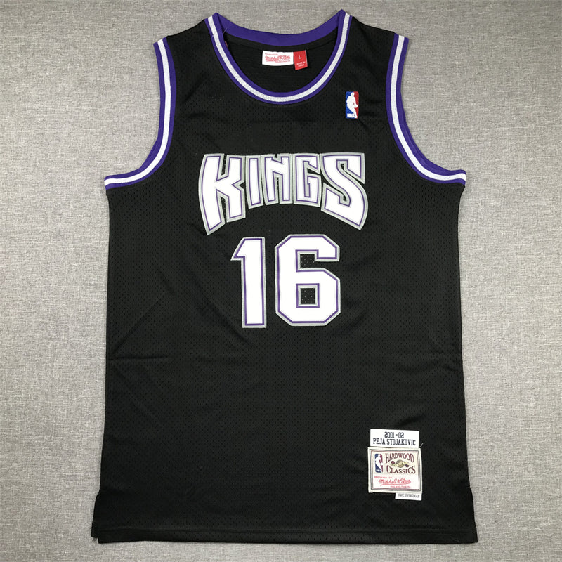 Men's Sacramento Kings Peja Stojakovic Black Hardwood Classics Swingman Jersey