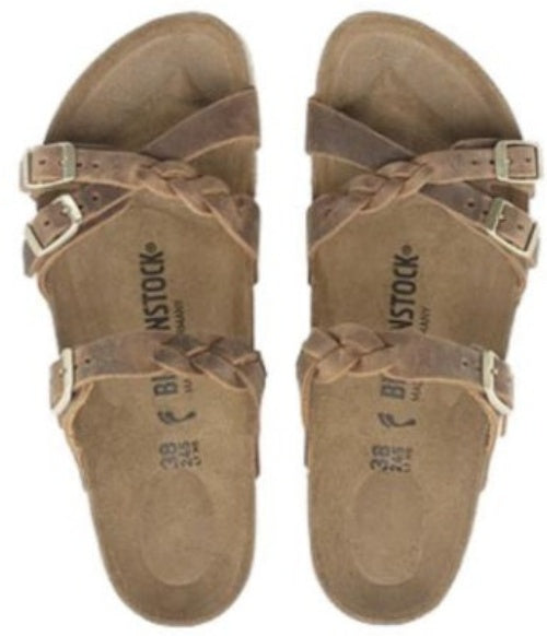 Birkenstock Franca Braided Natural Leather 1024135 Narrow Fit Oiled Beige Sandals