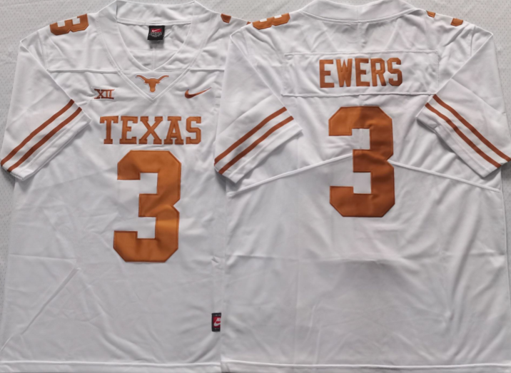 Men's Texas Longhorns Quinn Ewers White Replica Team Jersey
