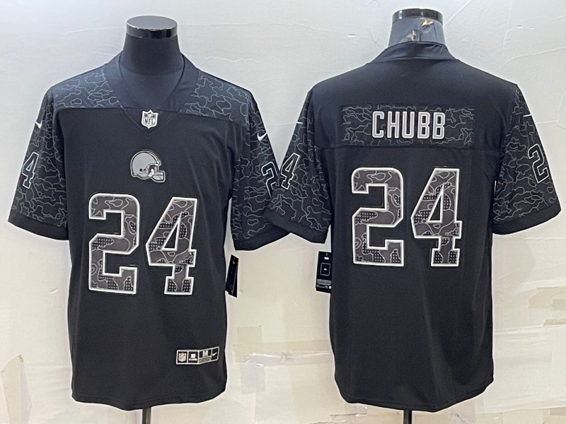 Men's Cleveland Browns Nick Chubb Black RFLCTV Limited Jersey