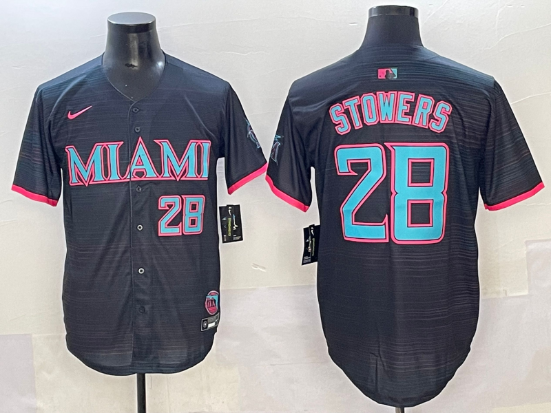 Men's Miami Marlins Kyle Stowers Black 2025 City Connect Limited Jersey