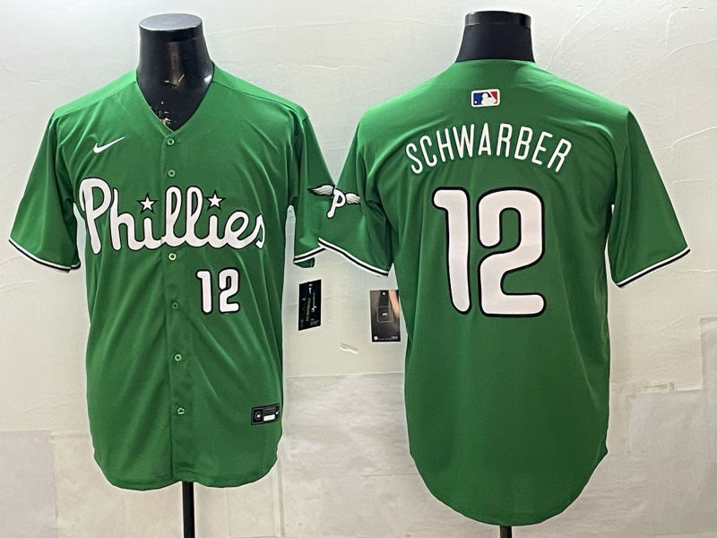 Men's Philadelphia Phillies Kyle Schwarber Green Replica Player Jersey
