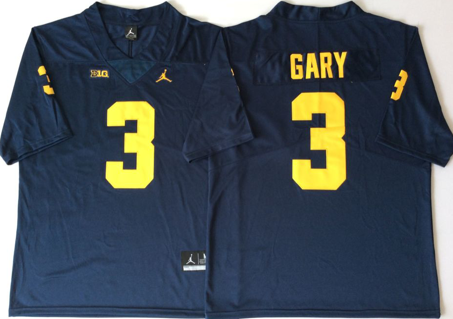 Men's Michigan Wolverines Rashan Gary Navy Alumni Player Game Jersey