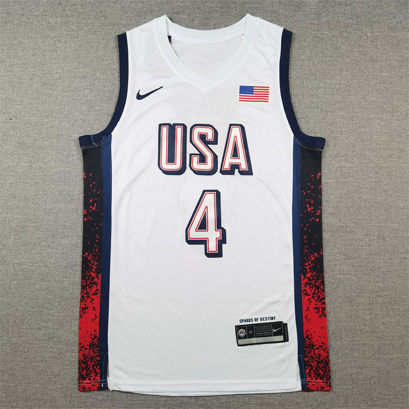 Men's 2024 USA Dream Team Stephen Curry White Authentic Player Jersey
