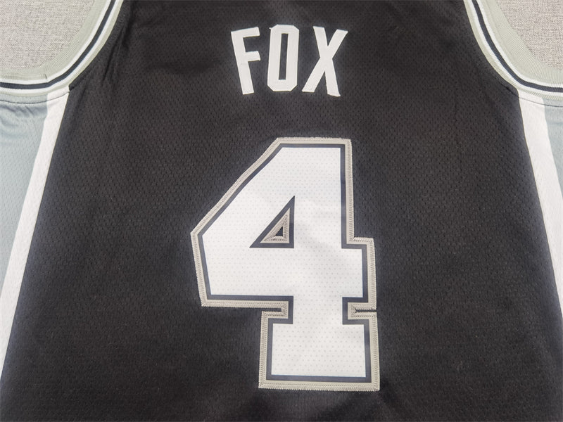 Men's San Antonio Spurs De'Aaron Fox Black Swingman Jersey - Icon Edition