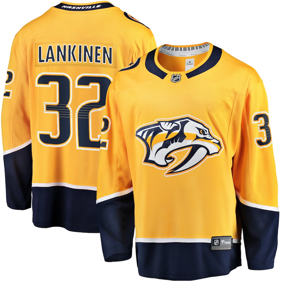 Men's Nashville Predators Kevin Lankinen Gold Home Breakaway Player Jersey