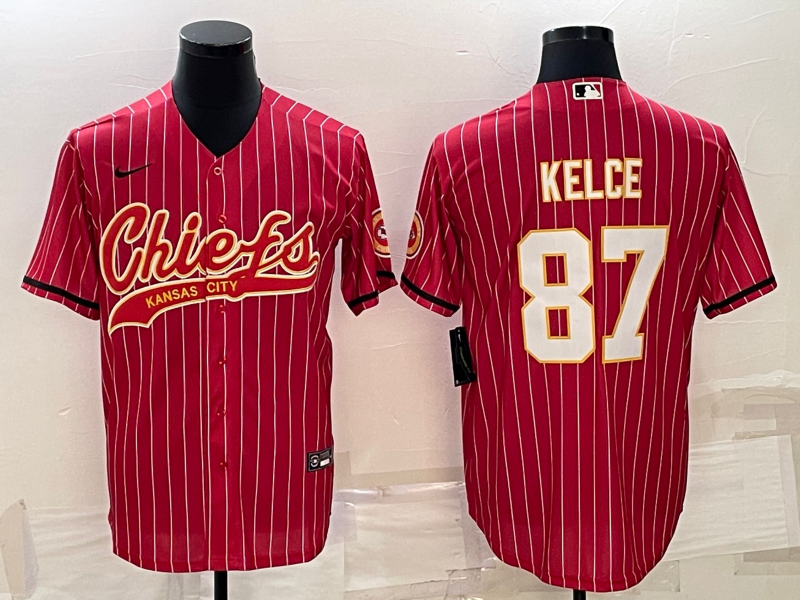 Men's Kansas City Chiefs Travis Kelce Red Player Jersey Joint Edition
