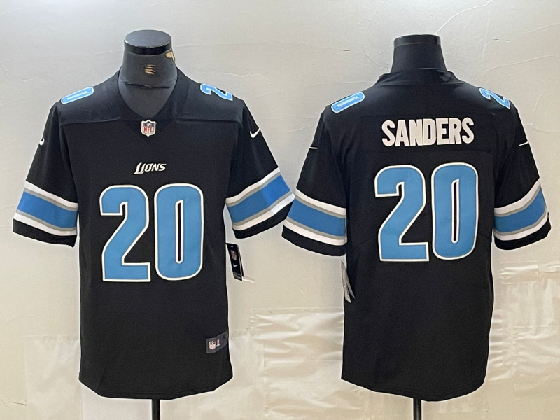 Men's Detroit Lions Barry Sanders Black Replica Player Jersey