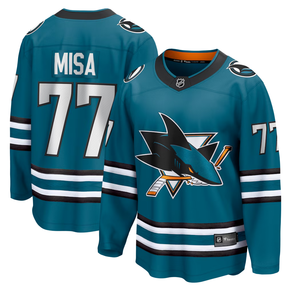 Men's San Jose Sharks Michael Misa Fanatics Teal Breakaway Jersey