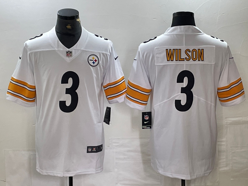 Men's Pittsburgh Steelers Russell Wilson White Game Player Jersey