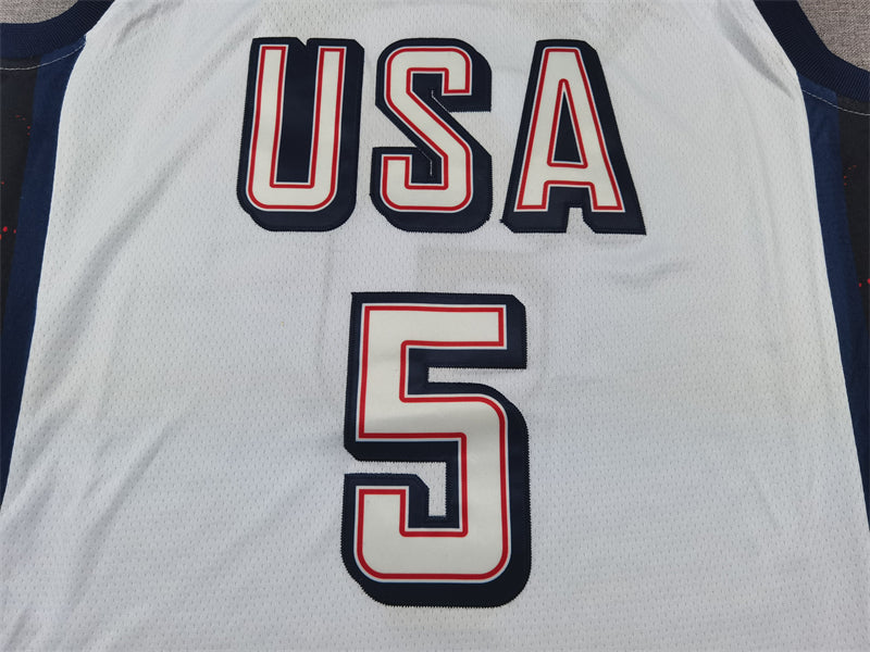 Men's 2024 USA Dream Team Anthony Edwards White Authentic Player Jersey
