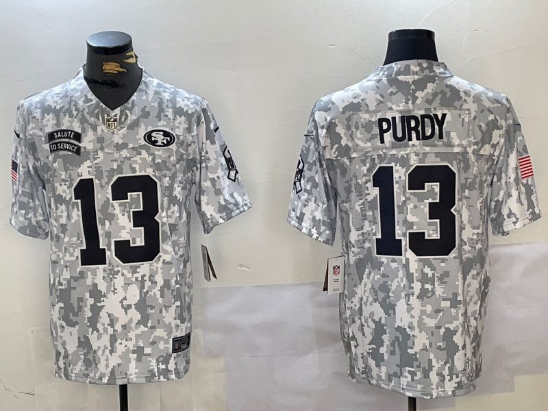 Men's San Francisco 49ers Brock Purdy Arctic Camo 2024 Salute to Service Limited Jersey