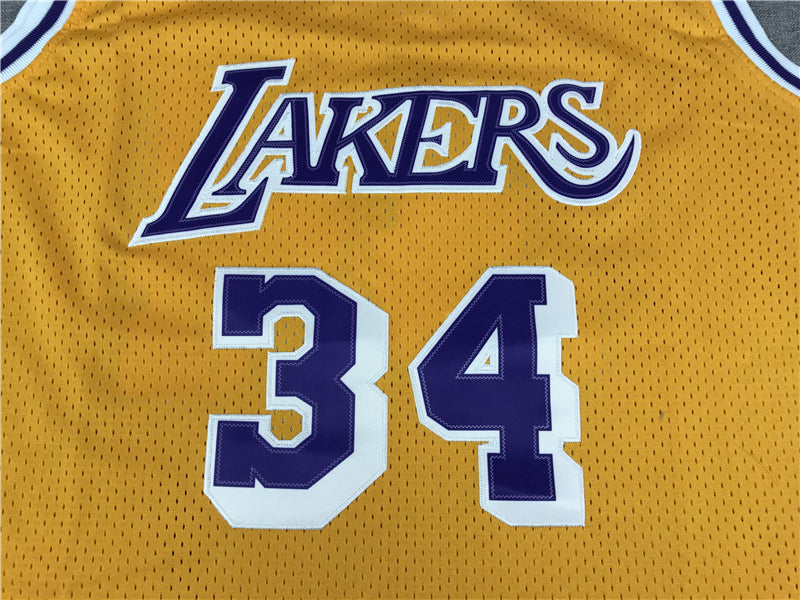 Men's Los Angeles Lakers Shaquille O'Neal Yellow 1996-97 Classics Jersey