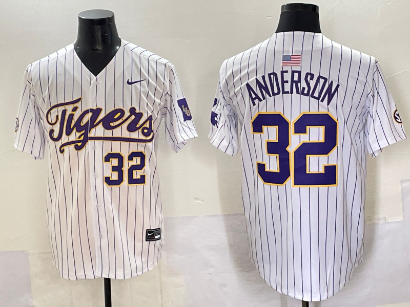 Men's LSU Tigers Kade Anderson White Replica Player Jersey