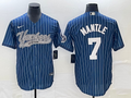 Men's New York Yankees Mickey Mantle Blue Player Jersey Joint Edition