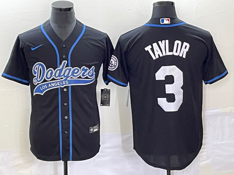 Men's Los Angeles Dodgers Chris Taylor Black Player Jersey Joint Edition