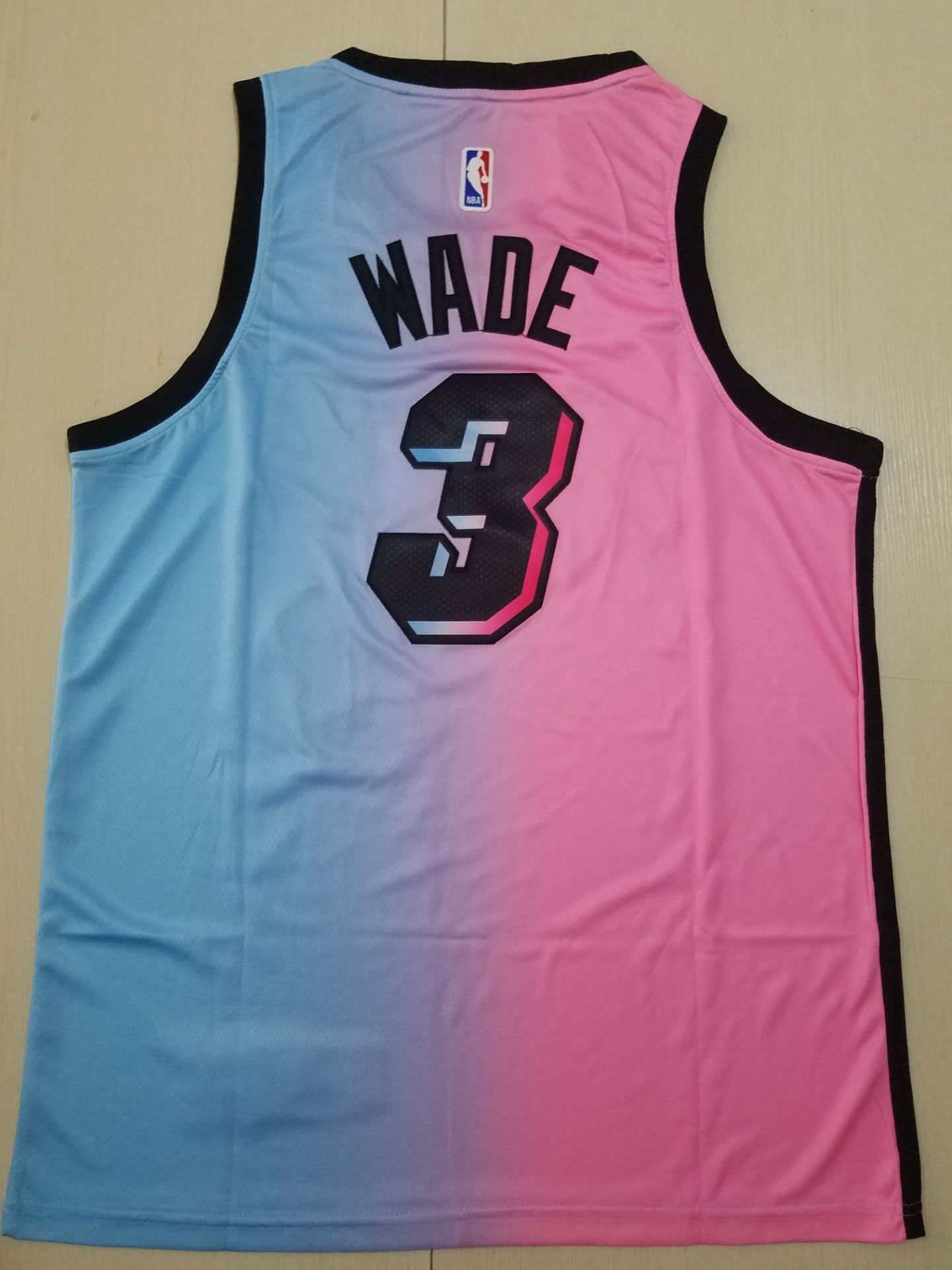 Men's Miami Heat Dwyane Wade Pink/Blue Swingman Player Jersey