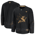 Men's San Jose Sharks Fanatics Black 2024 Military Appreciation Practice Blank Jersey