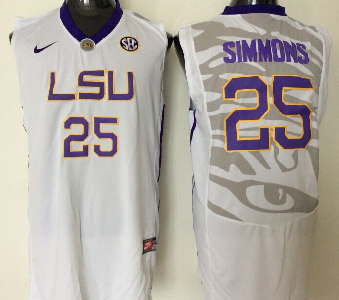 Men's LSU Tigers Ben Simmons White Player Game Jersey