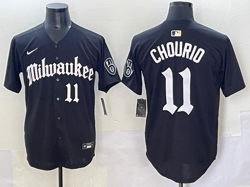 Men's Milwaukee Brewers Jackson Chourio Black Replica Team Jersey