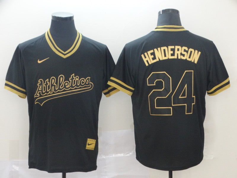 Men's Oakland Athletics Rickey Henderson Black Replica Baseball Jersey