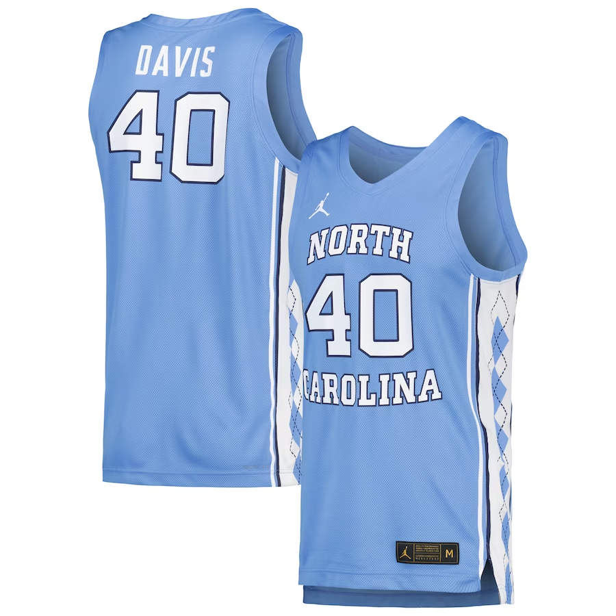 Men's North Carolina Tar Heels Hubert Davis Blue Player Game Jersey