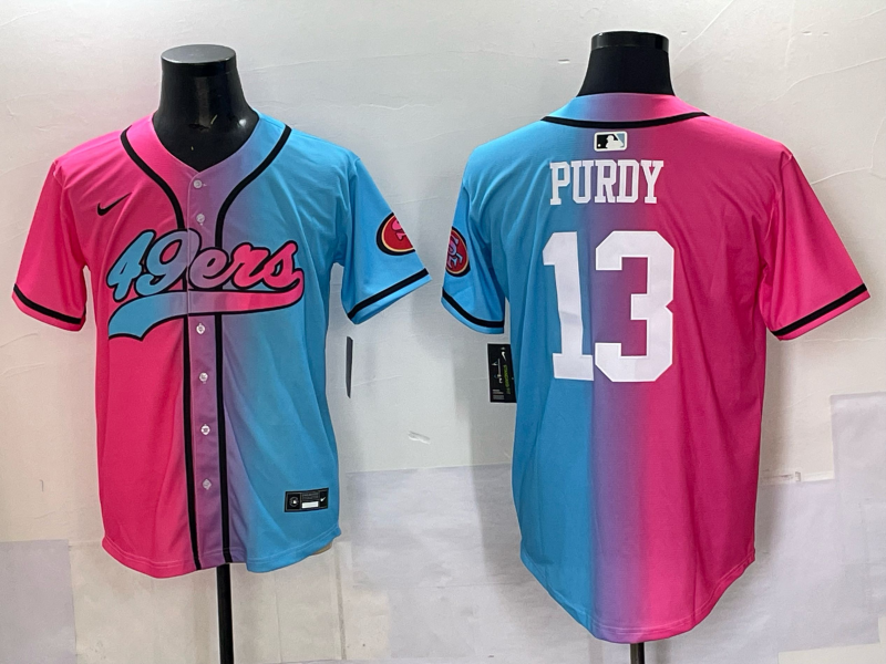 Men's San Francisco 49ers Brock Purdy Pink/Blue Game Jersey