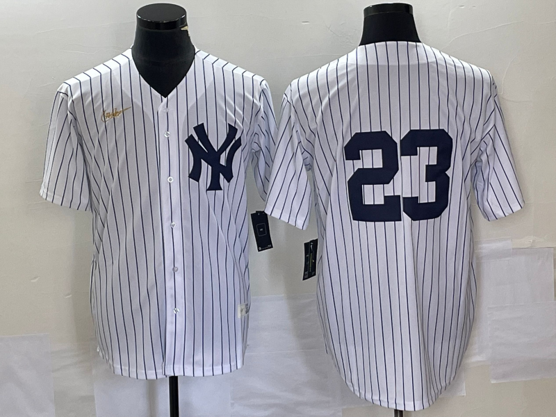 Men's New York Yankees Don Mattingly White Replica Player Name Jersey