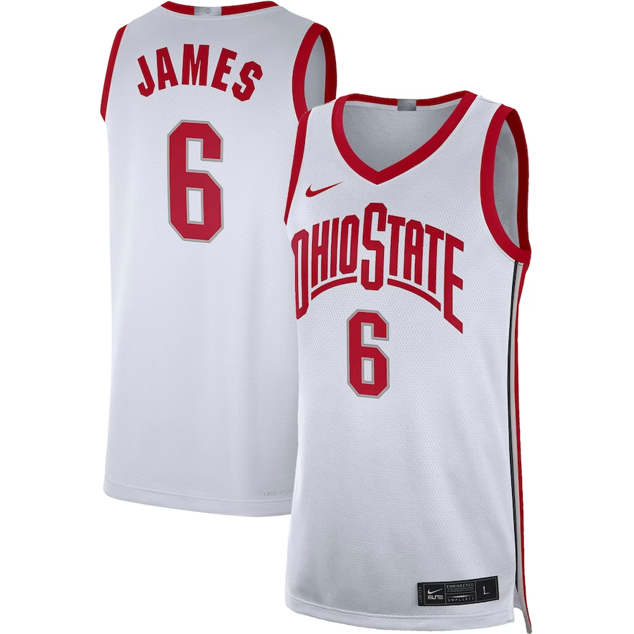 Men's Ohio State Buckeyes LeBron James White Player Game Jersey