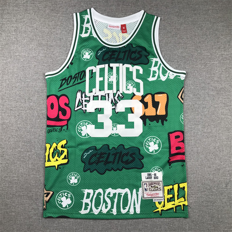 Men's Boston Celtics Larry Bird Green Swingman Graffiti Edition Jersey