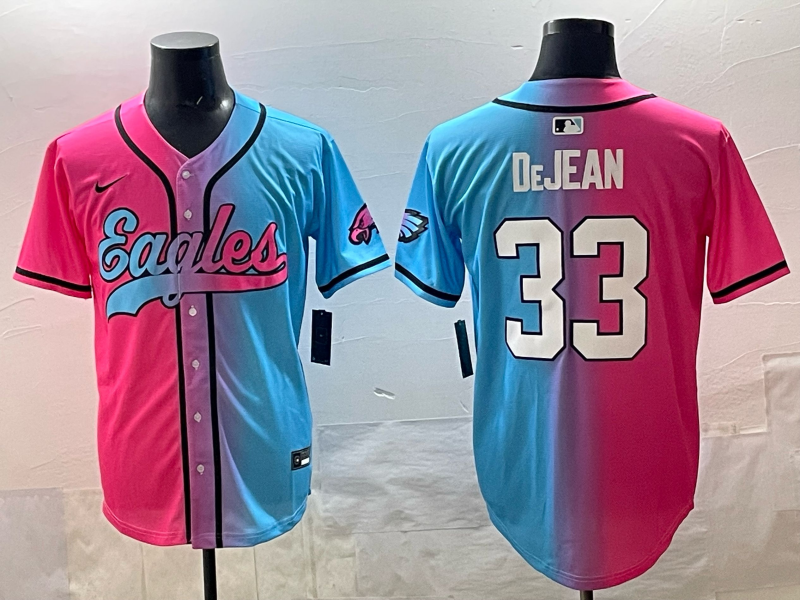 Men's Philadelphia Eagles Cooper DeJean Pink/Blue Game Jersey
