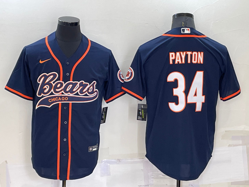 Men's Chicago Bears Walter Payton Navy Game Jersey Joint Edition