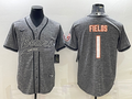 Men's Chicago Bears Justin Fields Gray Game Jersey Joint Edition